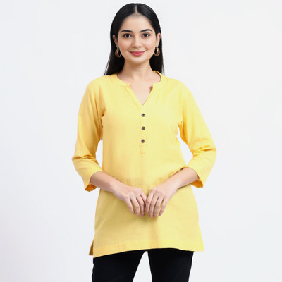GC FAB Formal Solid Women Yellow Top