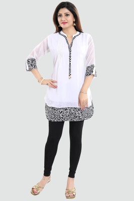 Divastri Women Printed Straight Kurta(White)
