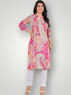 Jaipuur Trend Women Embroidered Straight Kurta(Pink)