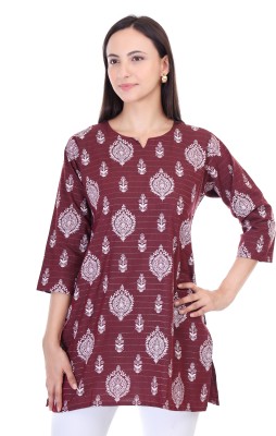 JS COLLECTION Women Printed A-line Kurta(Maroon)