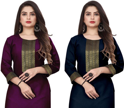 HF HOLYDAY FASHION Women Applique, Solid Pathani Kurta(Purple, Blue)