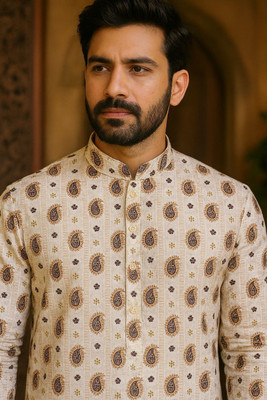 Vital Solutions Men Striped, Printed Straight Kurta(White, Maroon, Blue)
