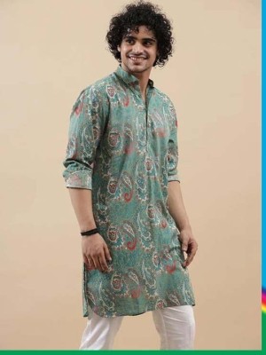 Zullia Men Printed Straight Kurta(Multicolor)