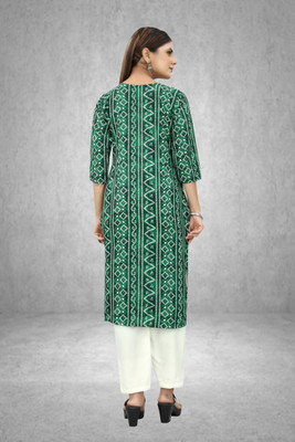 MARIDI FASHION Women Printed Straight Kurta(Green)
