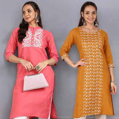 VIVIDH CREATIONS Women Colorblock A-line Kurta(Multicolor)