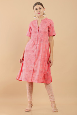 soch Women Printed A-line Kurta(Pink)
