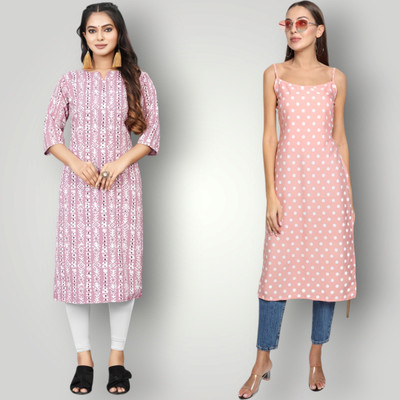 HouseOfCommon Women Printed Straight Kurta(Multicolor)