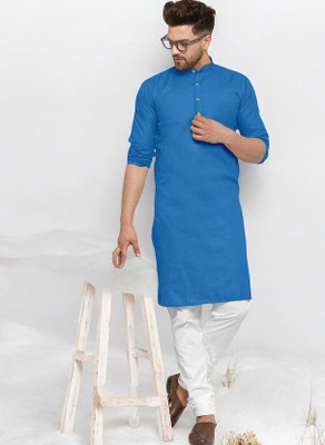 Rashmi Genz Men Printed Straight Kurta(Blue)