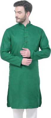 SG LEMAN Men Solid Straight Kurta(Dark Green)