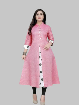 U Creationm Women Printed Anarkali Kurta(Pink)