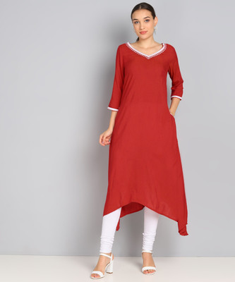 Sheeba Creation Women Solid A-line Kurta(Red)