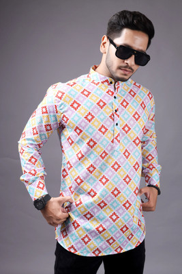 Nnc Men Floral Print Straight Kurta(Multicolor)