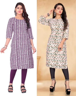 Dhruti Vaste Women Printed Straight Kurta(Multicolor)