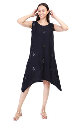 DK DESIGNER Women Printed A-line Kurta(Black)