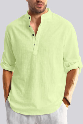 MADHAVISTA Men Solid Straight Kurta(Yellow)