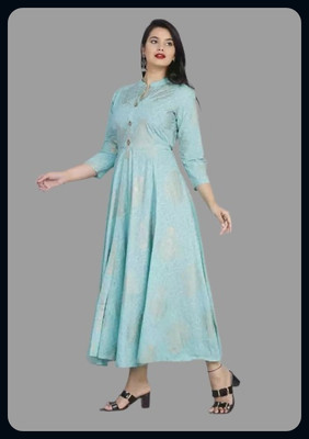 RACHNA FASHION Women Printed Anarkali Kurta(Blue)