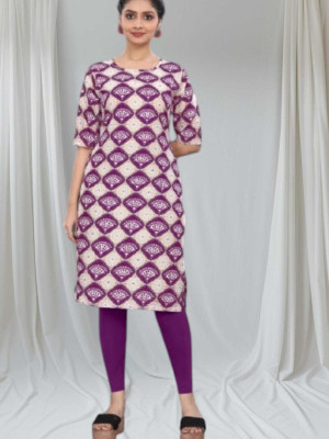 SUMITA SAREE Women Printed Straight Kurta(Purple)