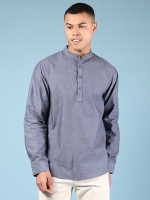 V-MART Men Solid A-line Kurta(Blue)