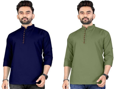 click n buy Men Solid Straight Kurta(Multicolor)