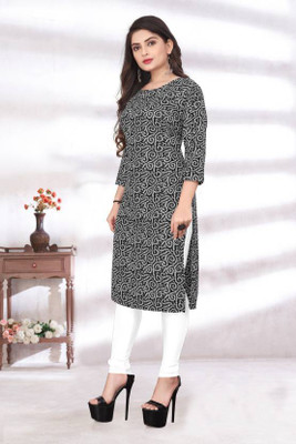 HouseOfCommon Women Printed A-line Kurta(Black)