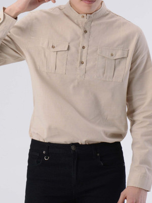 RAREMARK Men Solid A-line Kurta(Beige)