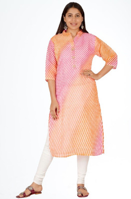 Parth Fashion Women Leheriya Straight Kurta(Multicolor)