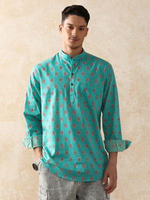 Moara Men Printed Straight Kurta(Light Blue)