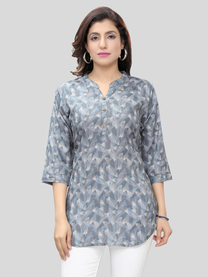 Saree Swarg Women Printed A-line Kurta(Grey)