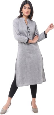 DESHBANDHU DBK Women Self Design Straight Kurta(Grey)