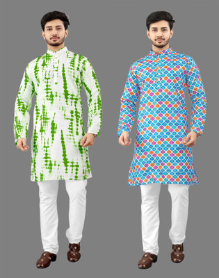 DHASU TRENDZ Men Dyed/Ombre, Printed Straight Kurta(Multicolor)