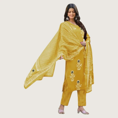 HouseOfCommon Women Printed Straight Kurta(Dark Green)