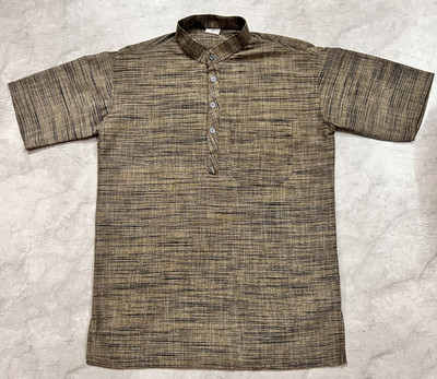 R N Enterprises Men Self Design Straight Kurta(Beige)