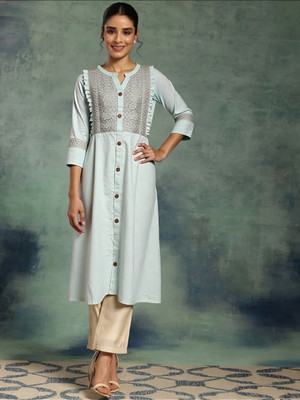 PP PRODUCTIONS Women Solid A-line Kurta(Grey)