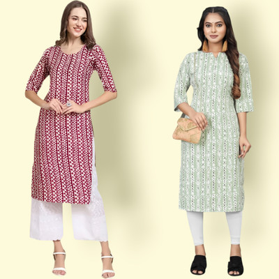 HouseOfCommon Women Printed Straight Kurta(Multicolor)