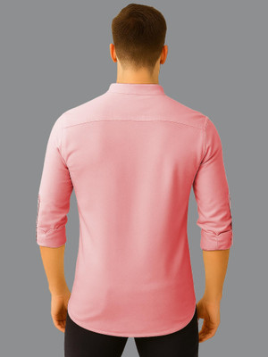LENIA Men Solid A-line Kurta(Pink)