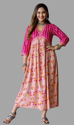 HouseOfCommon Women Floral Print Gown Kurta(Multicolor)