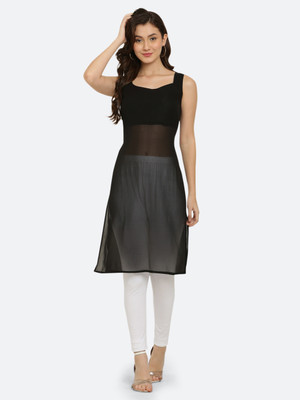 VESICLE Women Solid Straight Kurta(Black)