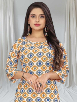 SAIKRUPA FASHION Women Printed A-line Kurta(Grey)