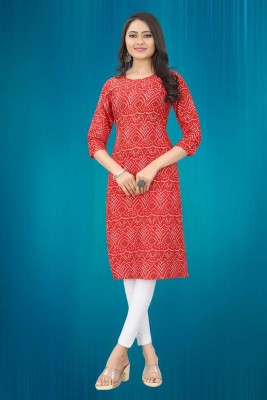 JENSI FASHION Women Printed A-line Kurta(Red)