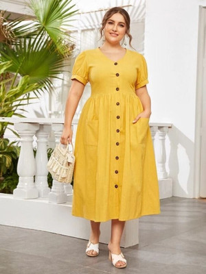 KBROYAL Women Solid A-line Kurta(Yellow)
