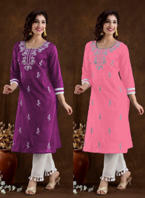 vikshi Women Printed Straight Kurta(Multicolor)