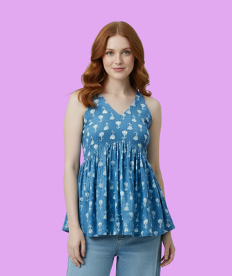 MISHTI TEXTILE Beach Wear Printed Women Blue Top