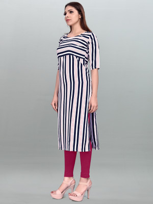 tanvi creation Women Printed Straight Kurta(Purple)