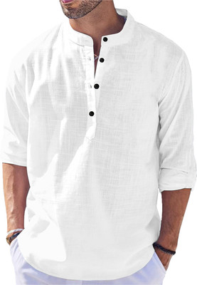 LIRMO Men Self Design Straight Kurta(White)