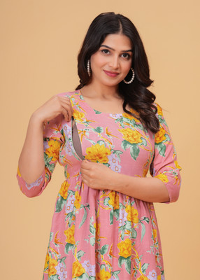 Tanisha Women A-line Pink Midi/Calf Length Dress