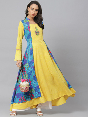 AKIKO Women Embroidered Anarkali Kurta(Multicolor)