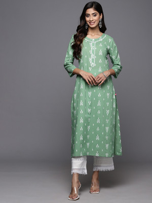 Varanga Women Printed Straight Kurta(Green)