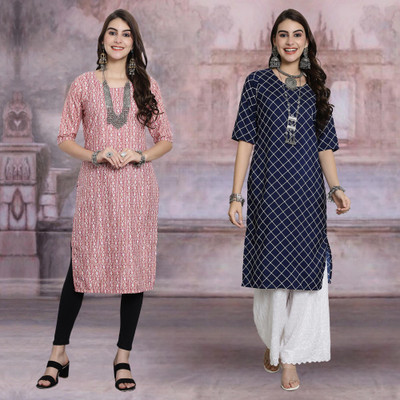 Moda Rapido Women Printed Straight Kurta(Multicolor)
