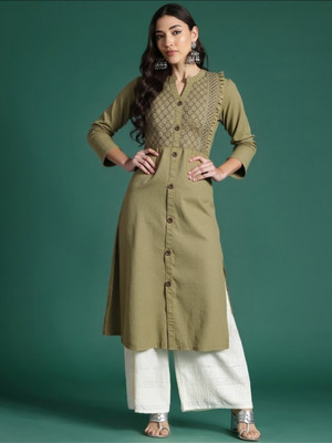 PP Vastram Women Solid A-line Kurta(Green)