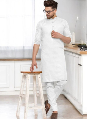 Rashmicreation Men Solid Straight Kurta(White)
